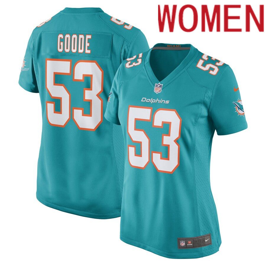 Women Miami Dolphins #53 Cameron Goode Nike Aqua Game Player NFL Jersey->women nfl jersey->Women Jersey